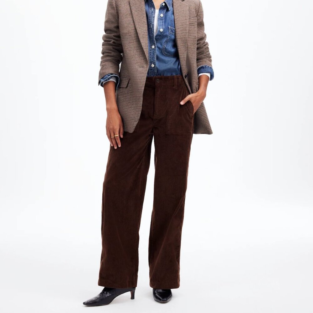 Madewell Low-Slung Baggy Utility Pants in Corduroy • size 26 • dark carob